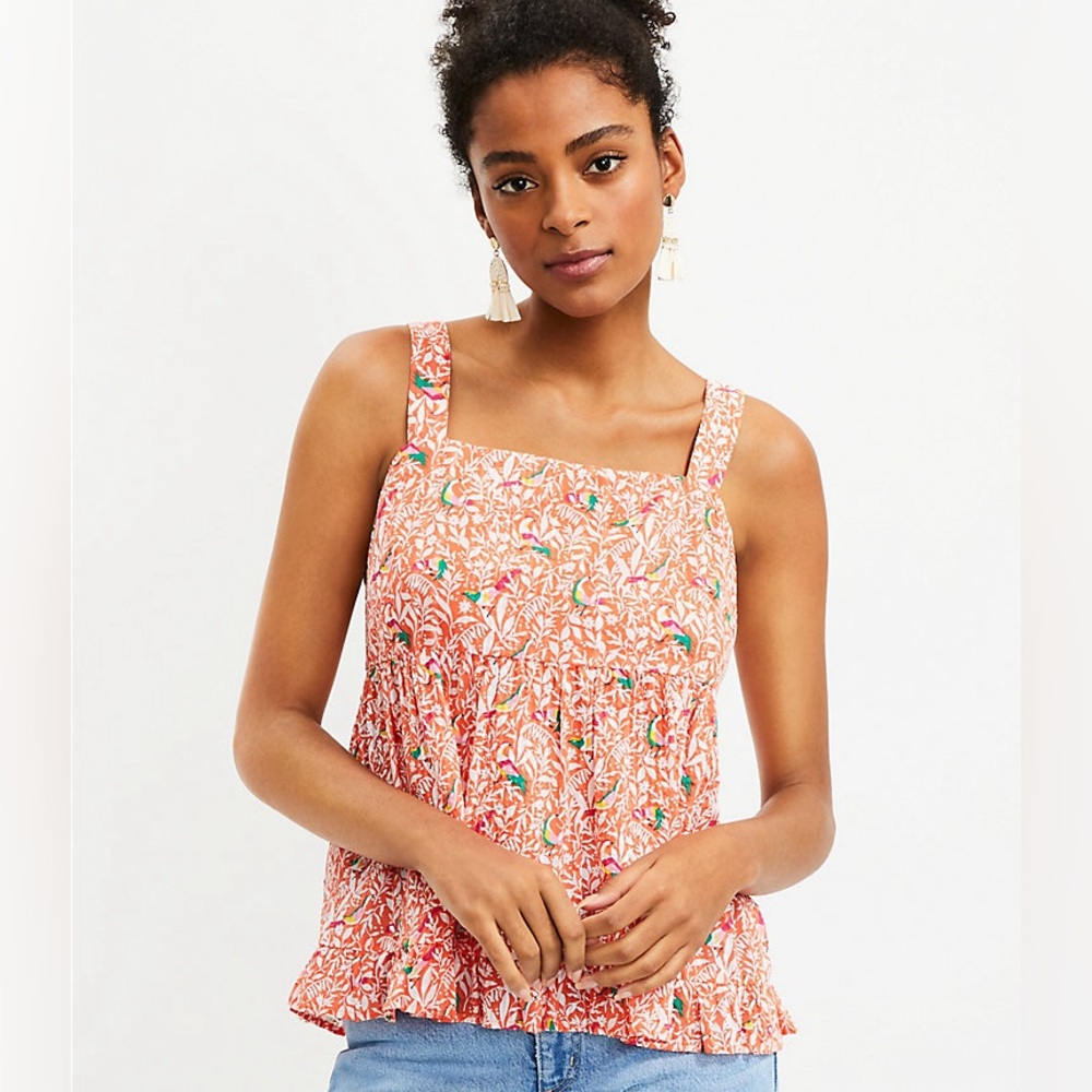 Loft Petite Bird Tie Back Peplum Cami